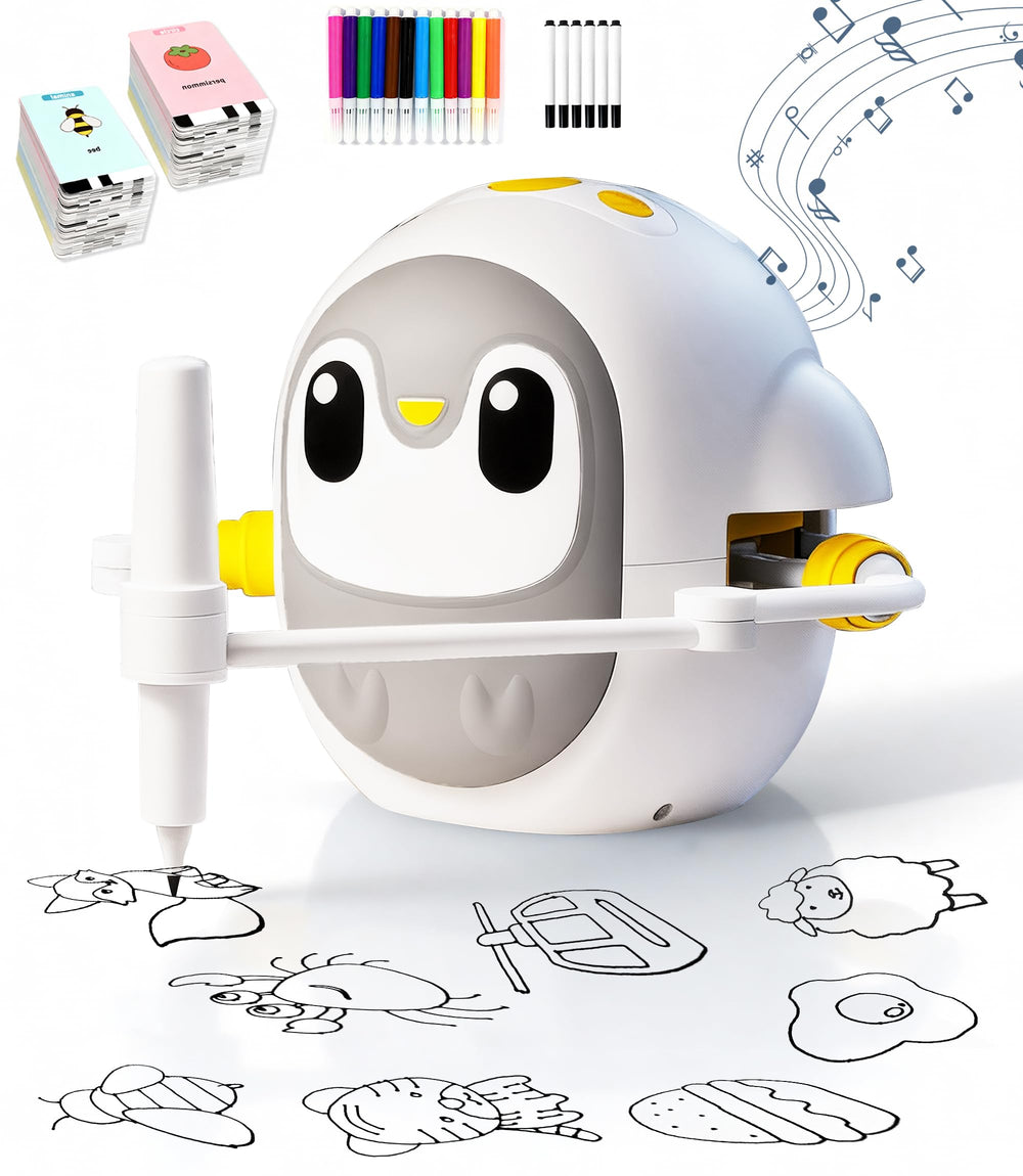 GMYGBY drawing robot penguin front view ideal for kids' learning.
