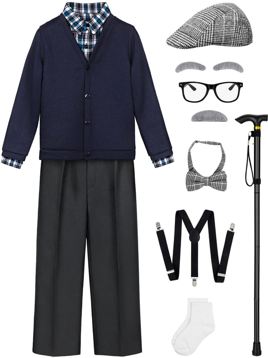 Gnodio 100-days costume vest creates a convincing grandpa silhouette for the 100th day party.