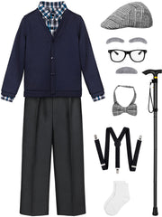 Gnodio 100-days costume vest creates a convincing grandpa silhouette for the 100th day party.