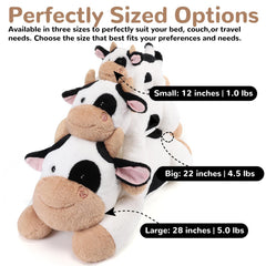 Gnomantic cow weighted stuffed animal close-up soft fur highlighting premium plush texture.