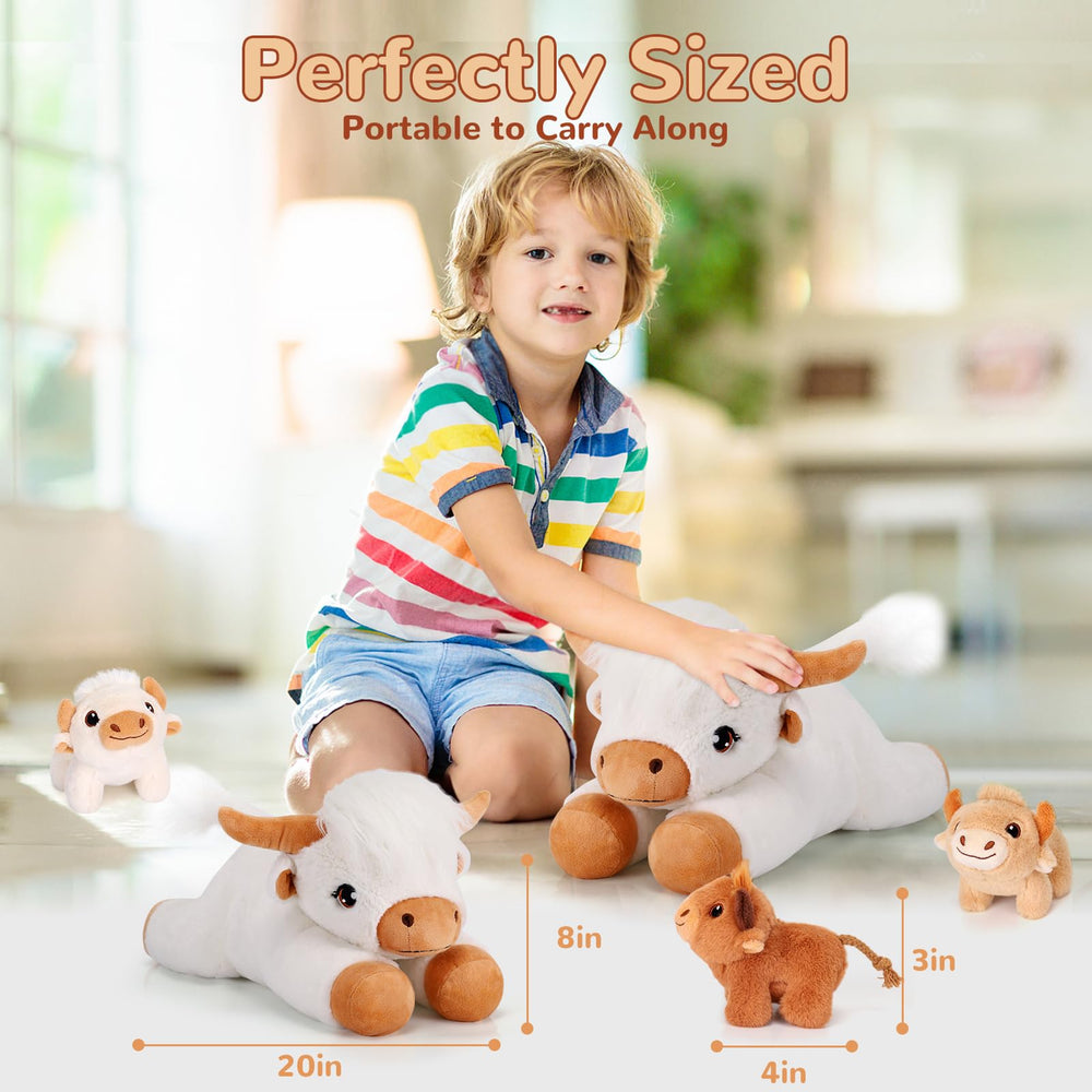 gnomantic Highland Cow baby brown plush, fluffy texture for cozy hugs