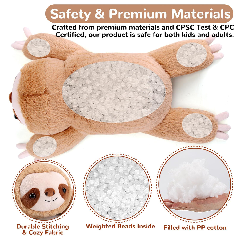 Gnomantic Sloth weighted plush fur texture invites cozy snuggling and tactile comfort.