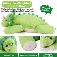 gnomantic Triceratops weighted plush ideal for bedtime snuggles and a sense of security.