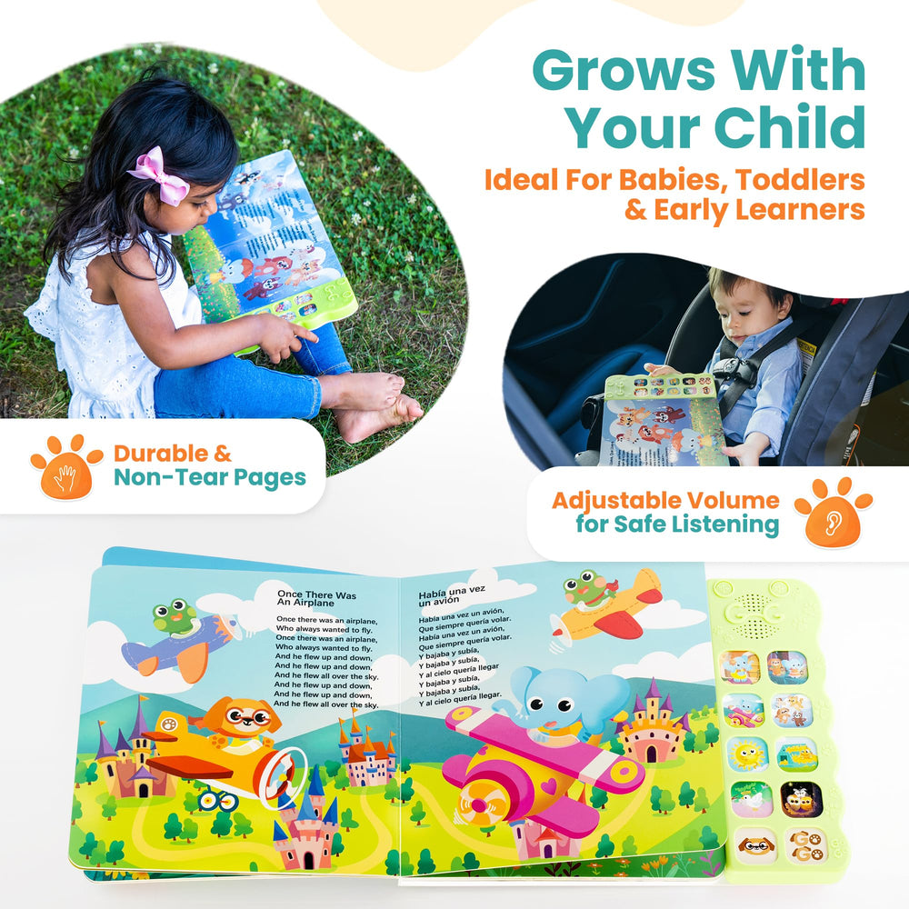 GO GO Spanish Musical Book Vol. 2 sing-along pages invite early vocabulary practice.