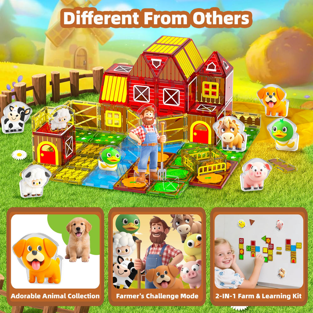 GobiDex farm tiles barn scene inspires collaborative building and storytelling on the go.