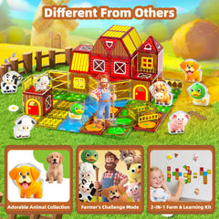 GobiDex farm tiles barn scene inspires collaborative building and storytelling on the go.