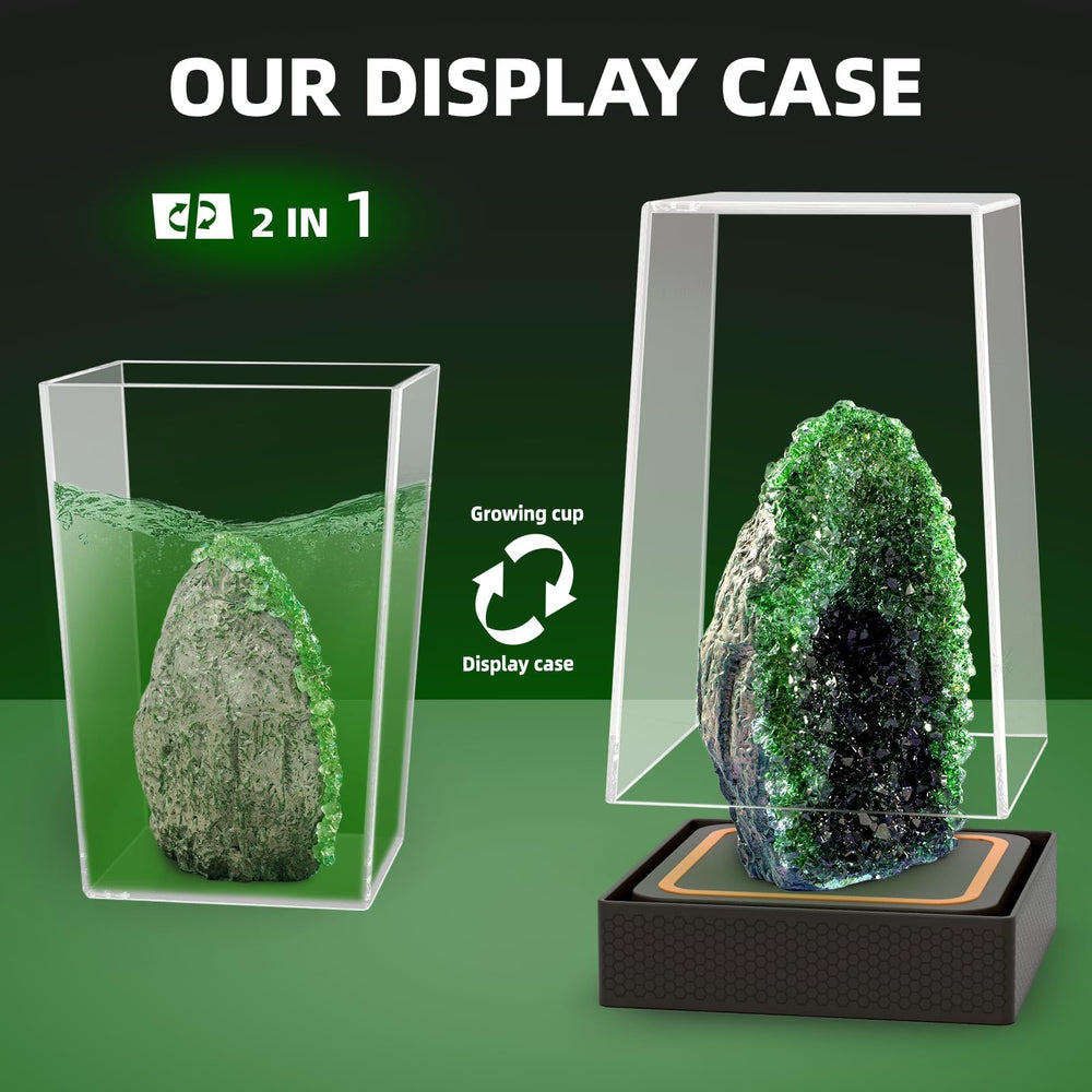GobiDex Geodes display case setup showcases finished crystals for display and sharing.