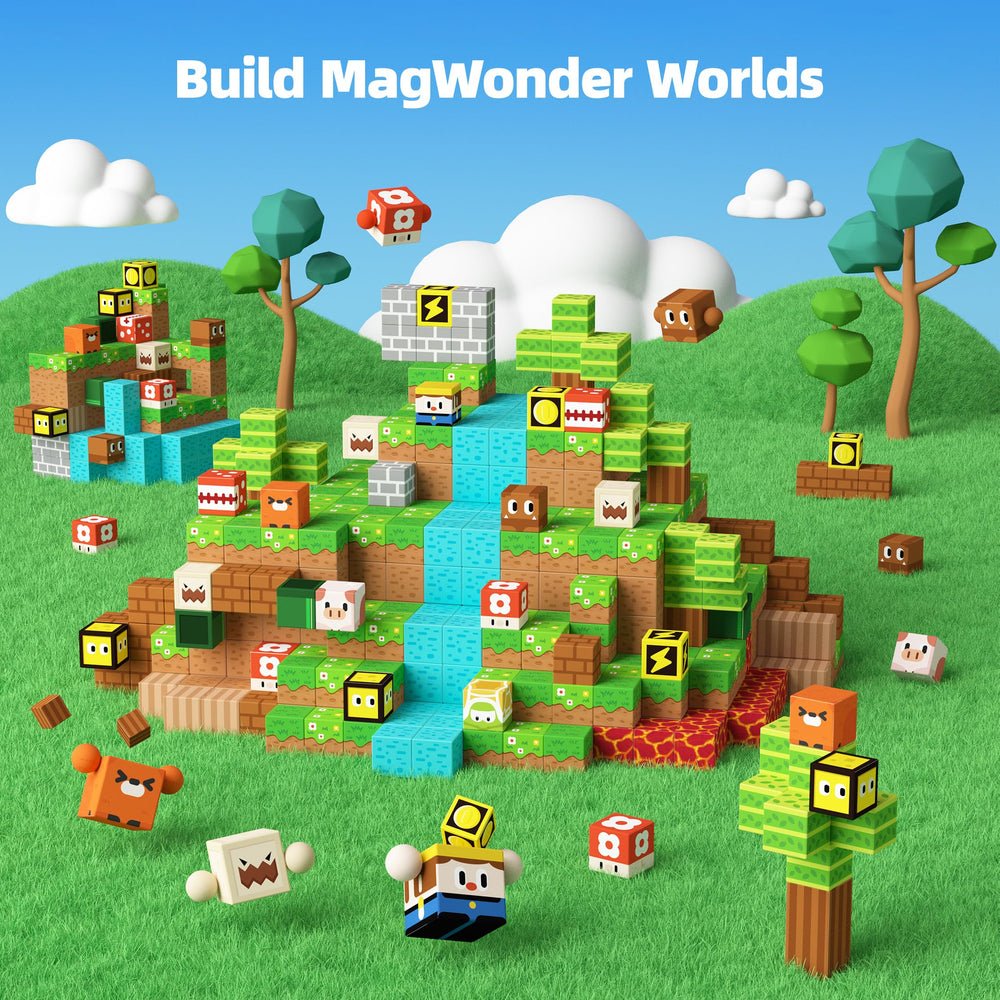 Children build characters with GobiDex MagWonder blocks for imaginative storytelling.