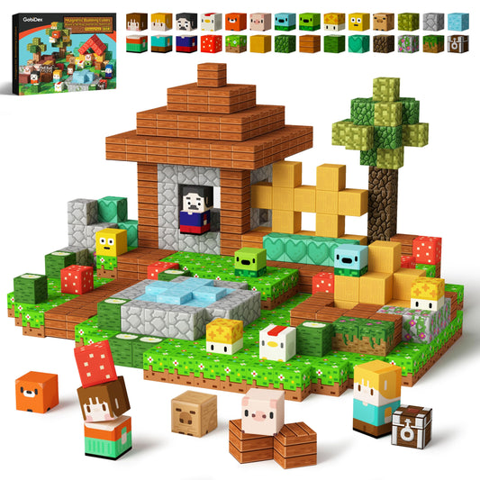 GobiDex magnetic blocks with 28 farm-pattern designs spark imaginative play and pattern recognition.