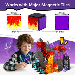 GobiDex magnetic tiles with lava patterns for textured landscapes.