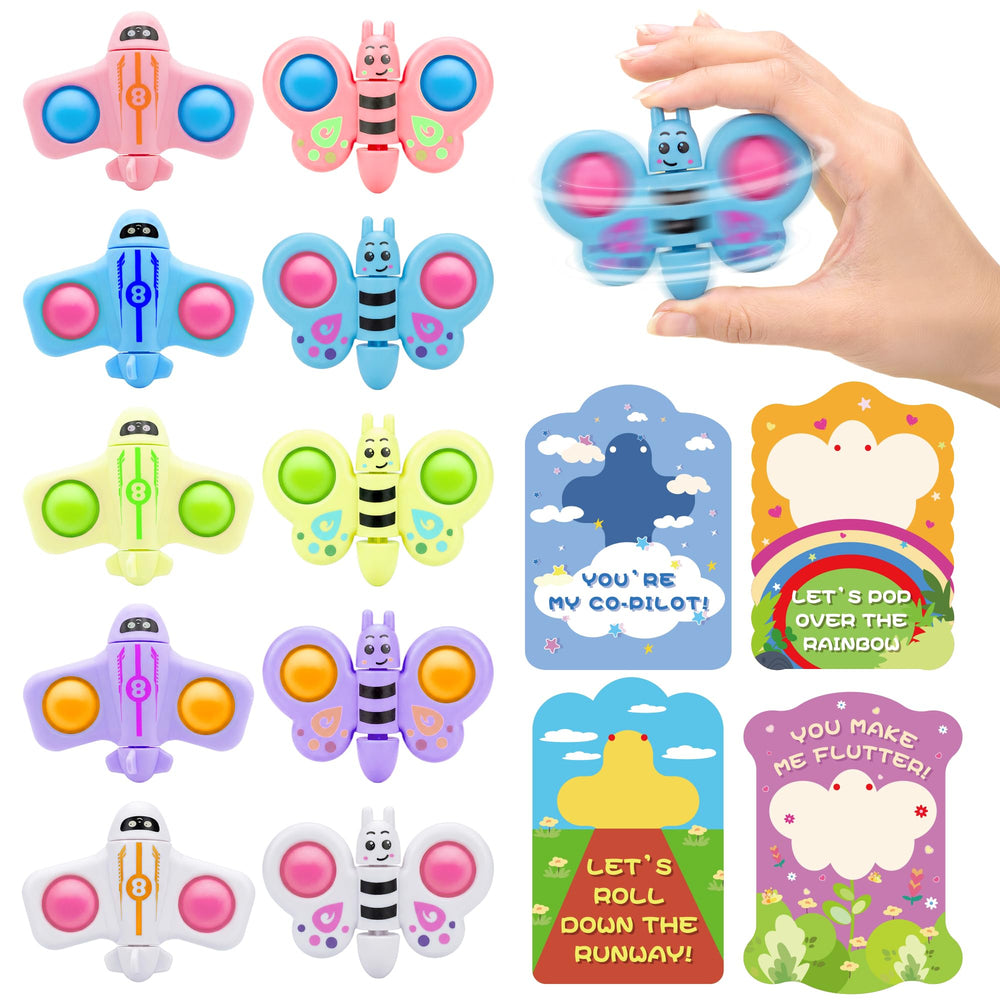 Gocozer airplane pop-it spinner Valentines cards for kids classroom exchange