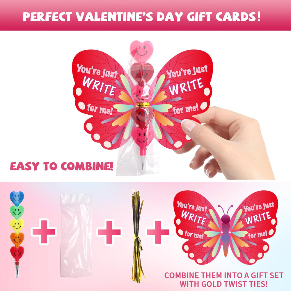 Colorful butterfly card designs add whimsy to Valentine exchanges