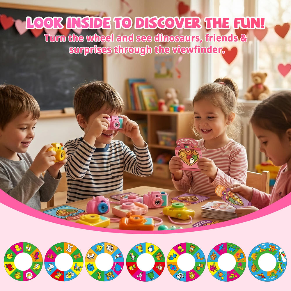 Gocozer Valentines classroom bulk pack with cards and cameras.