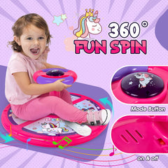GODELAIF Unicorn Sit and Spin front view shows a sturdy 17-inch chassis.