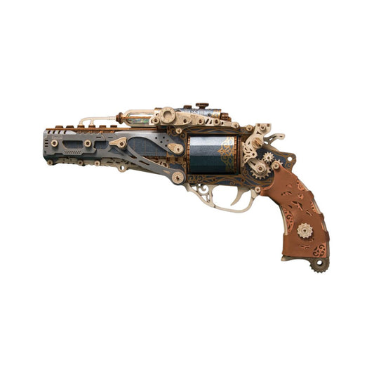 Goekhyrani revolver 3D puzzle black kit cover shows premium build at a glance