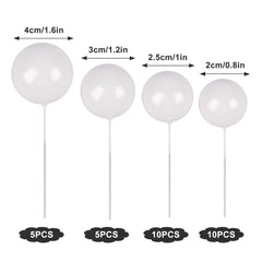 Goensjt white ball cake topper 3cm ideal for layered cakes and cupcakes