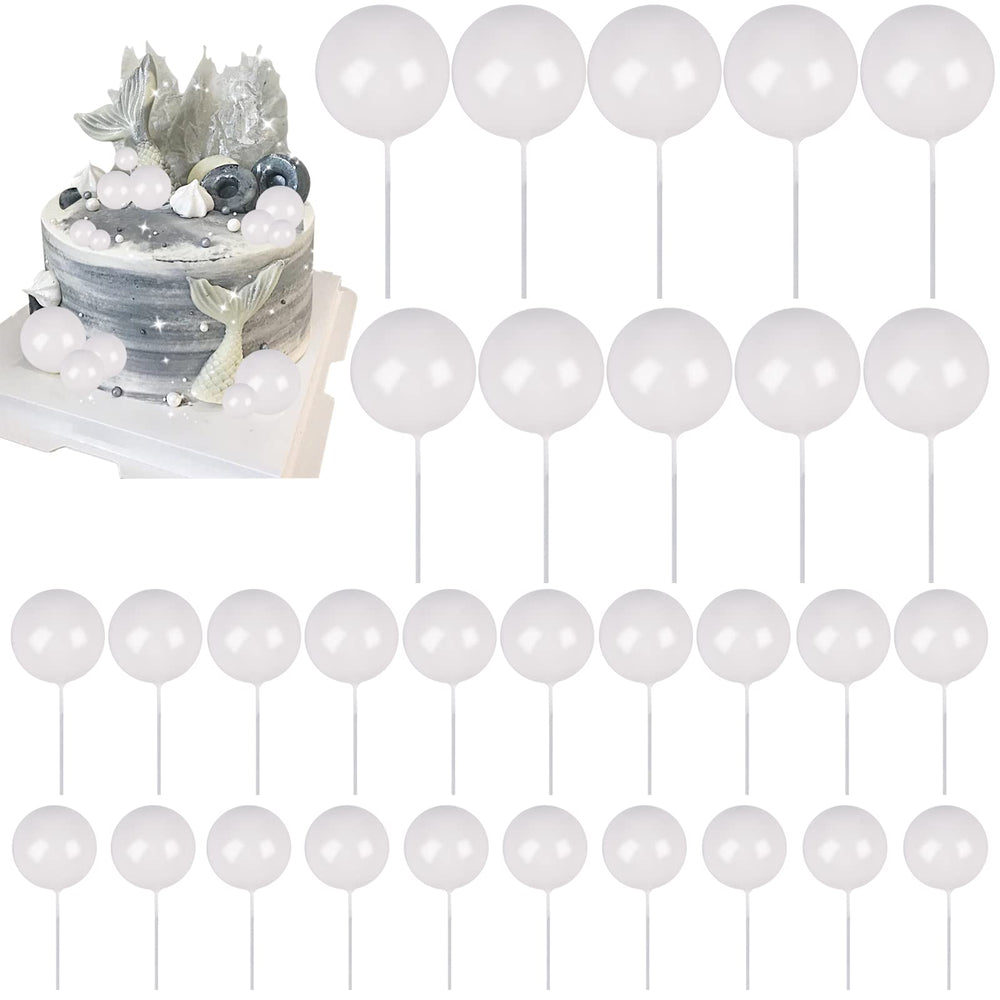 Goensjt white ball cake topper 4cm decorates cakes with elegant, ready-to-use flair