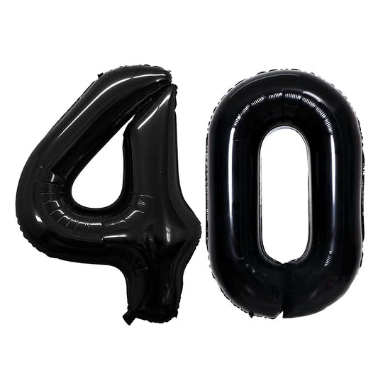 GOER 40th number balloon 42 inch in black, ideal for striking birthday dΓ©cor.