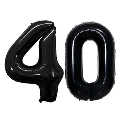GOER 40th number balloon 42 inch in black, ideal for striking birthday décor.