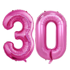 GOER 42-inch hot pink number 30 foil balloon ready to float for a bold birthday display.
