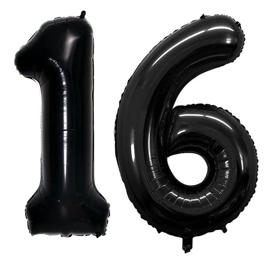 GOER black 16/61 foil balloons, 42-inch, ideal for bold birthday decor.
