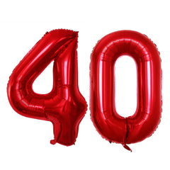 GOER Number 40 red foil balloon in 42in size for standout 40th birthday decor