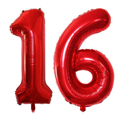 GOER red 42-inch number 1 balloon for a bold Sweet 16 centerpiece.