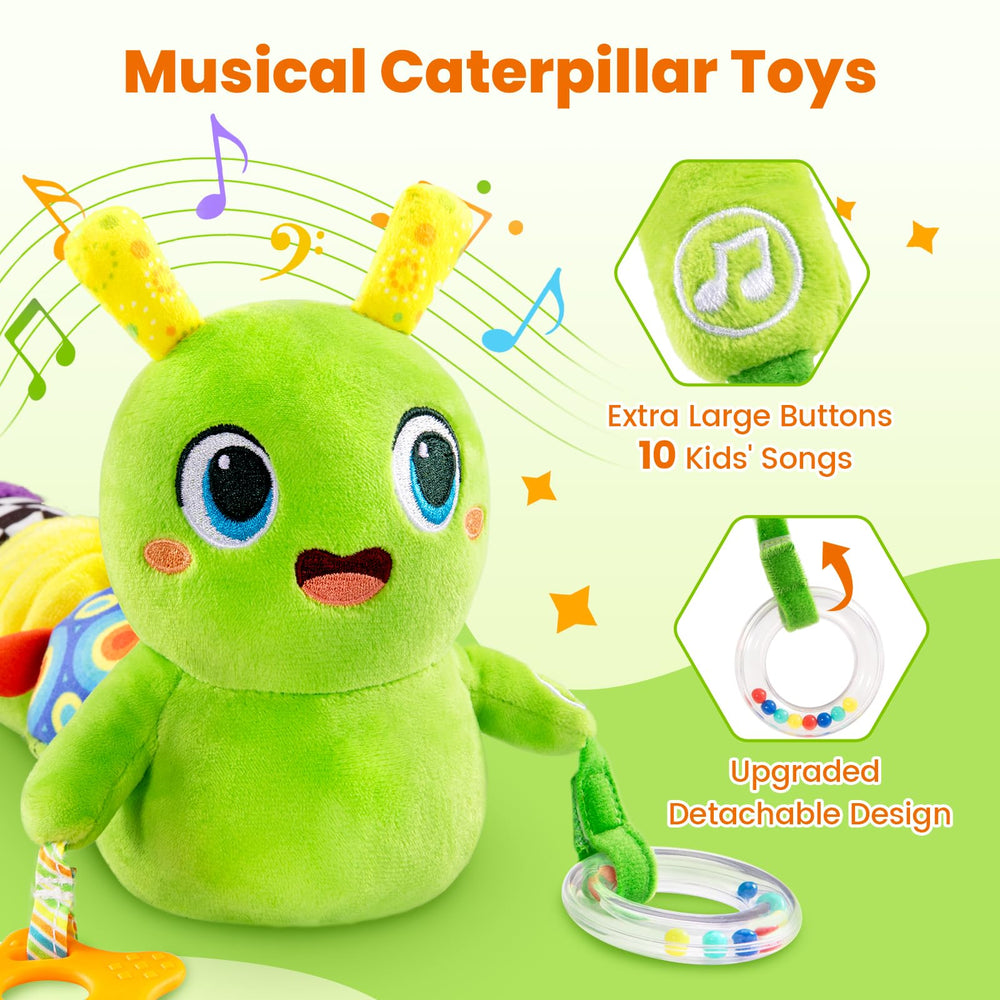 GoGonova teether and rattle caterpillar for soothing gums.
