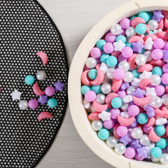 GOGOSO ball pit balls with green moons aid color learning.