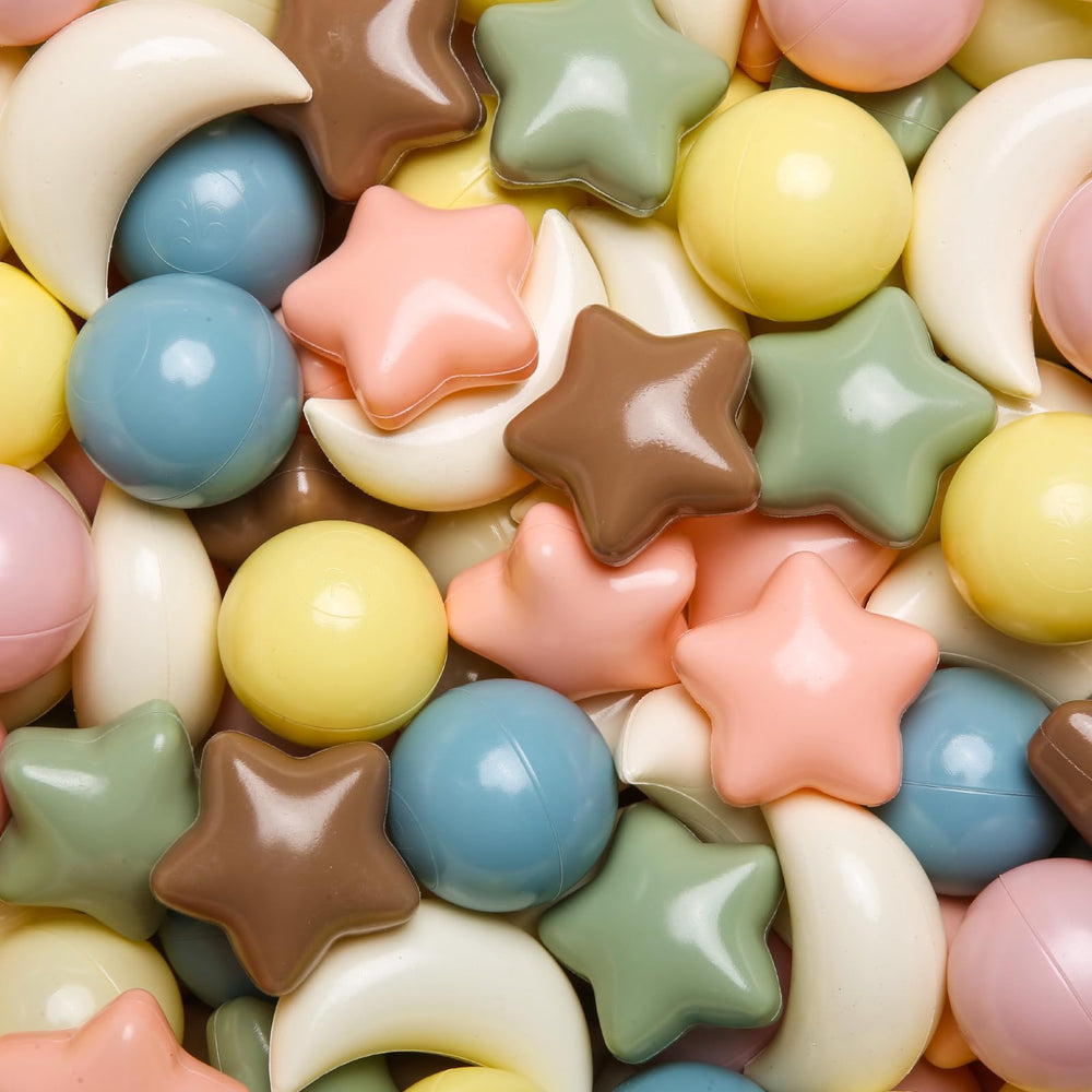 GOGOSO star-shaped pit balls for imaginative play and color recognition.