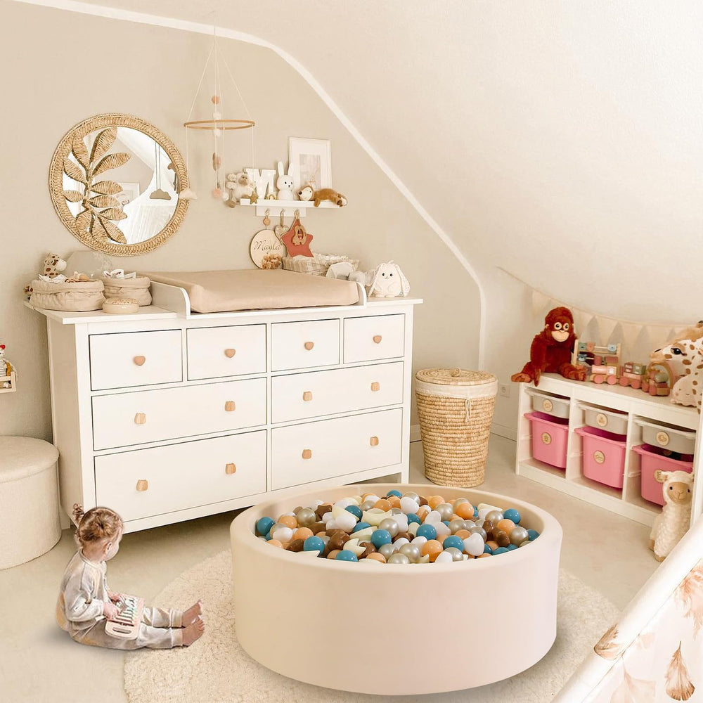 gogoso heart ball pit balls in pastel mocha blue spark storytelling and cooperative play.