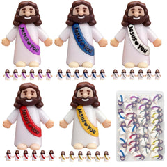 Goherii Little Jesus figure in serene blue with raised message for lasting display.