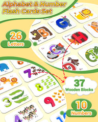 Gojmzo wooden letters and number blocks support hands-on recognition and fine motor skills