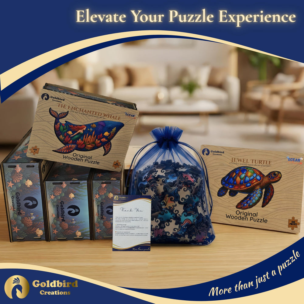 Goldbird gift-ready puzzle box showcases premium packaging for thoughtful gifting.
