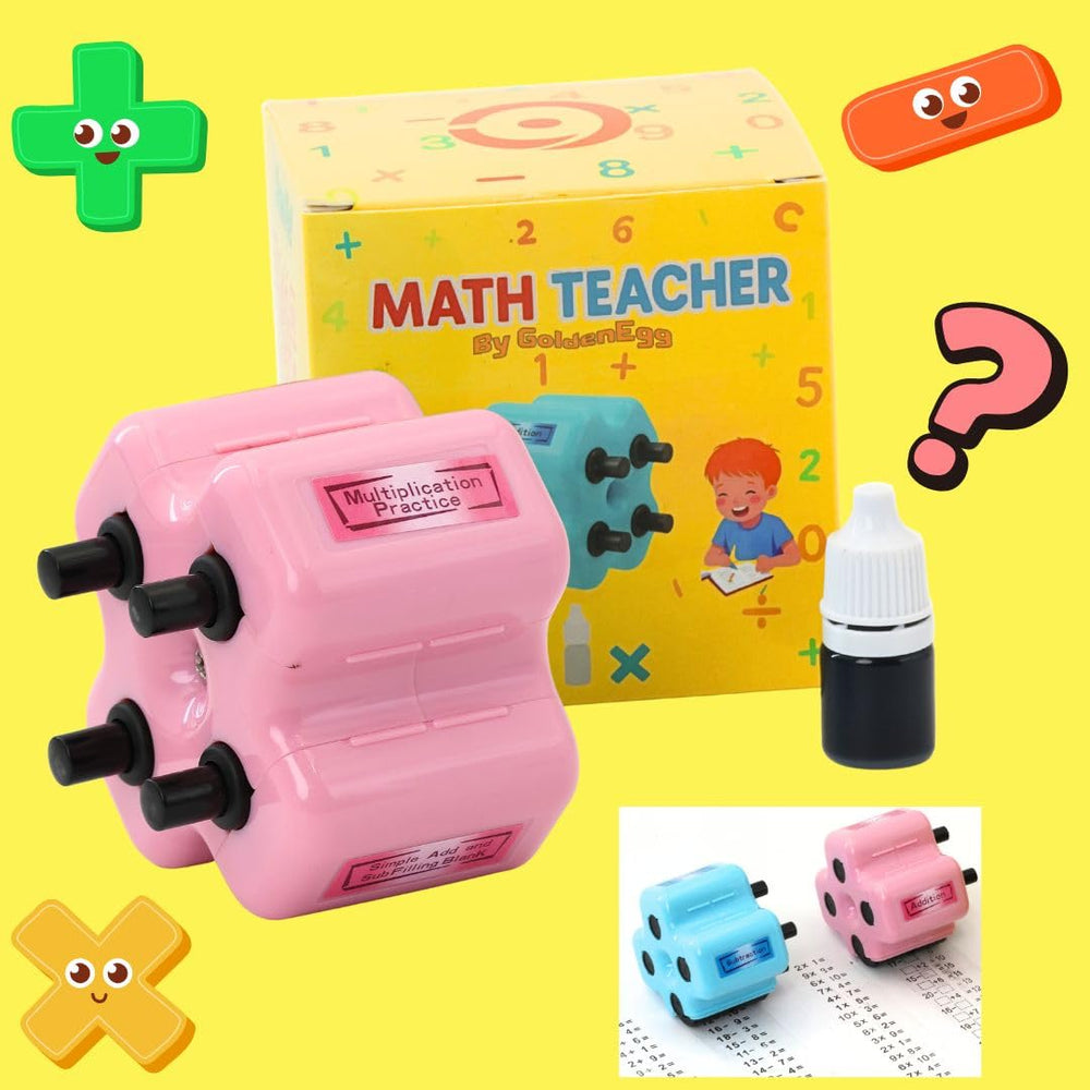 Compact and portable GoldenEgg Math Teacher Roller Stamp fits in bags for on-the-go learning.