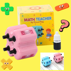 Compact and portable GoldenEgg Math Teacher Roller Stamp fits in bags for on-the-go learning.