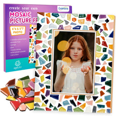 Goldentime completed mosaic frame ready to showcase cherished photos.