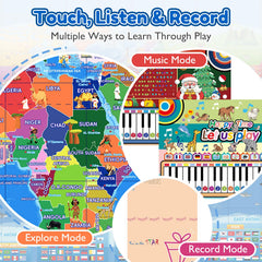 Goldge colorful map visuals highlight continents and flags for curious minds