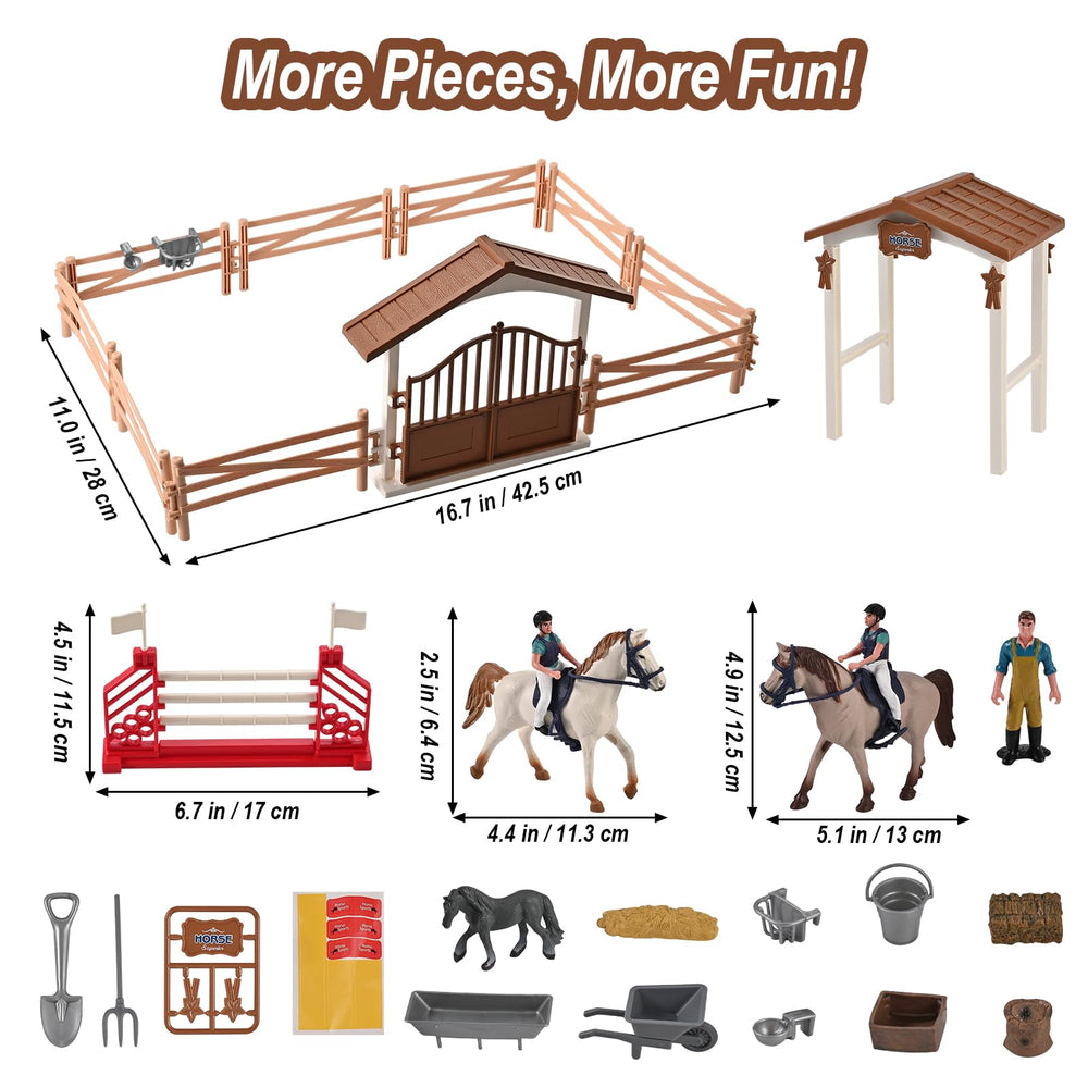 Goldge Horse Stable Playset with three horses ready for play and grooming