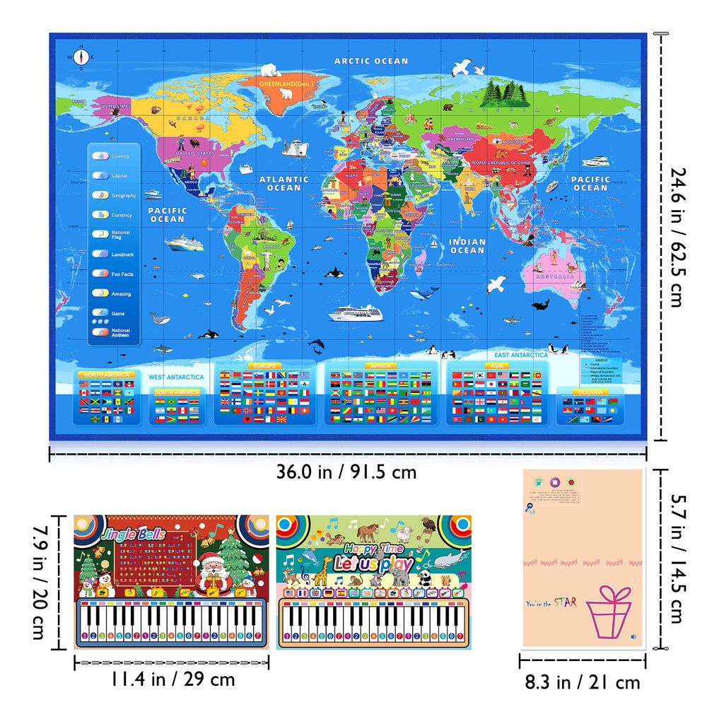 Goldge piano music card complements the map with engaging learning prompts