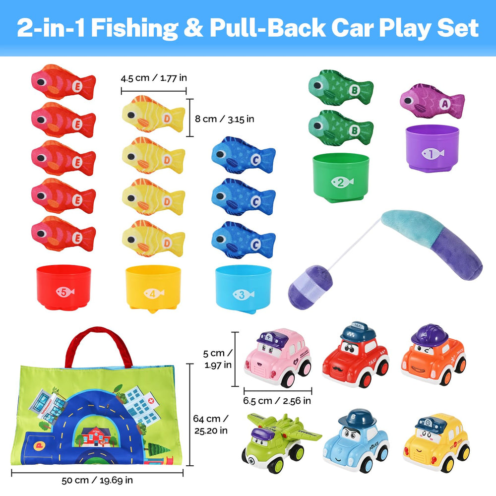 Goldge stacking cups labeled 1–5 and A–E support color sorting.