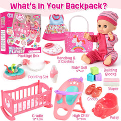 Golray 12in girl doll accessories diaper bag shot emphasizes organization on the go