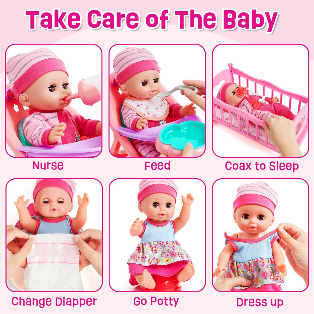 Golray 12in girl doll cradle setup loved in pretend nursery scenes