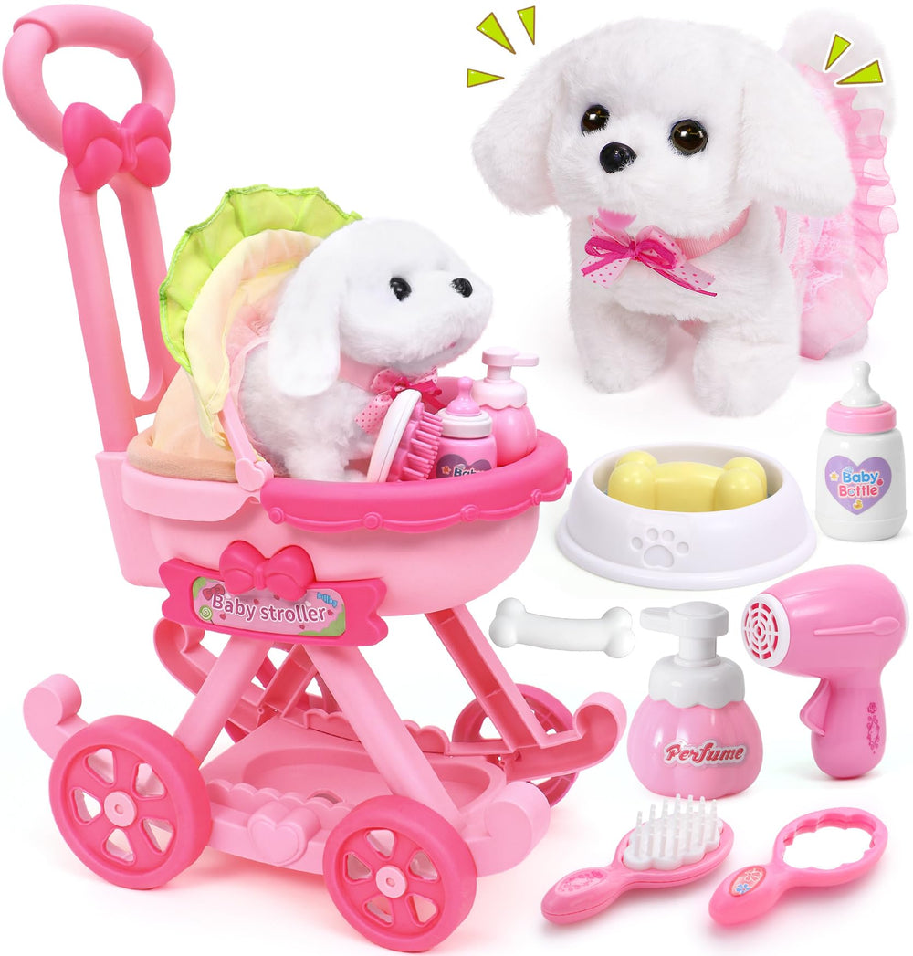 Golray dog toy stroller with sun canopy, ideal for cute outdoor pretend play.
