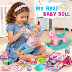 Golray plate, utensils, pillow, and quilt spark nurturing play scenes.