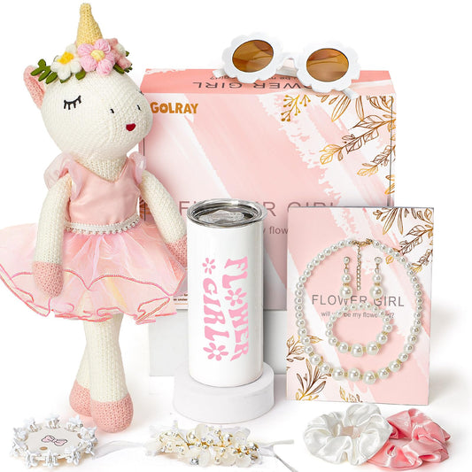Golray knitted unicorn 16in in gift set for imaginative play