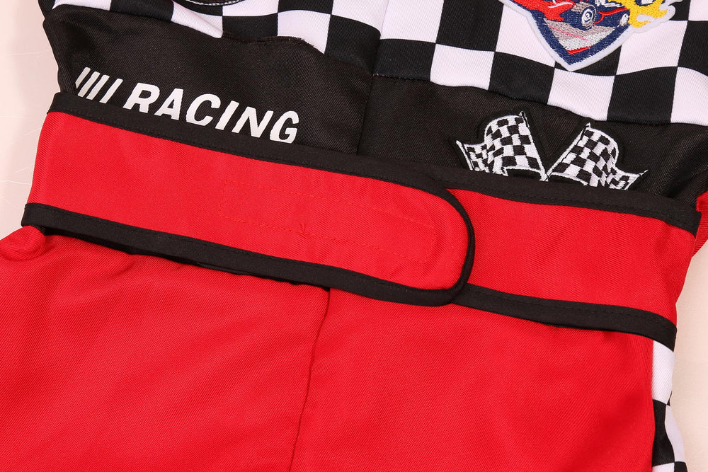 Gomukot Direct kids race suit in red and black checkered design