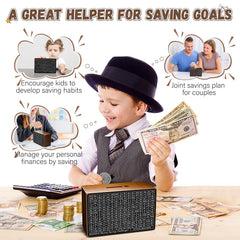 Gomyrod wooden money box back output slot with soft closure for safe money retrieval