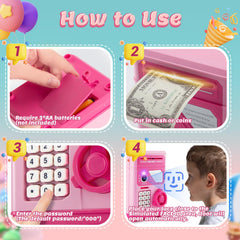GONINO pink piggy bank face ID simulation unlocking secure savings fun