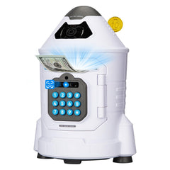 GONINO rocket piggy bank front view showing playful design and sturdy build for kids